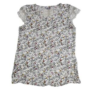 Wienella Sistina Blouse Womens Medium White Floral Bicycle Lace Back Excellent